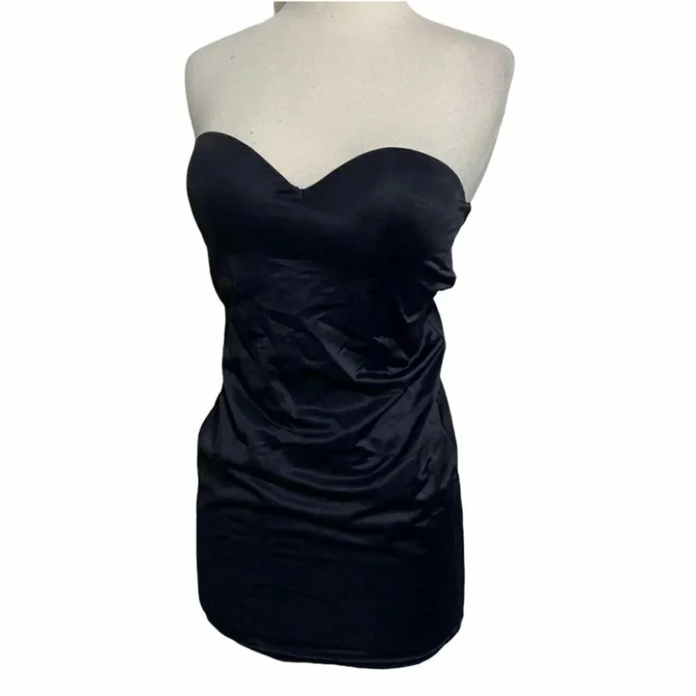 Subtract‎ Strapless Shapewear Slip 38B Black Sweetheart Neck Built-in Bra 23294